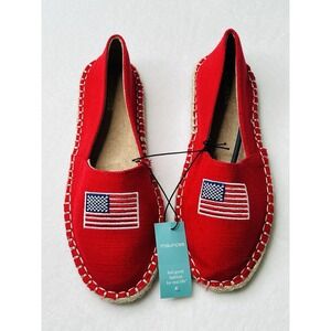 Maurices Womens Red 4h Of July SuperCush Ivy Slip On Espadrille Flats Shoes Sz 8